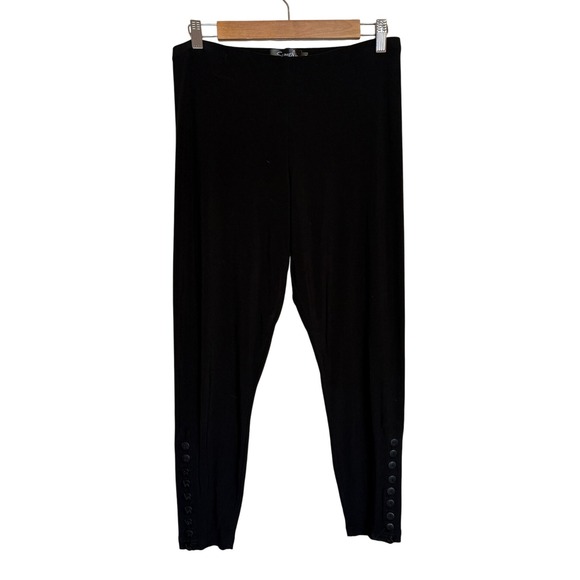 Sympli Pants Women 10 Black Button Accent Pull On Ankle Minimalist Office Work - Picture 1 of 10